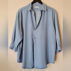 Zara Premium Denim Chambray Blouse